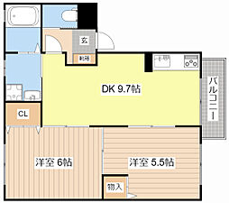 ベルドミール 2DKの間取図画像