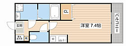 エクセル田中W ワンルームの間取図画像