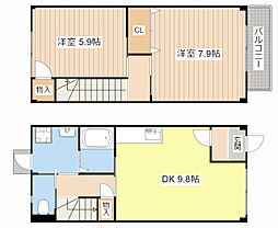 サンハイム 1階2DKの間取り