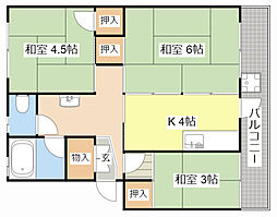 梅が丘マンション 2階3Kの間取り