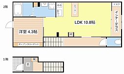 Woodstock Nest 2階1LDKの間取り