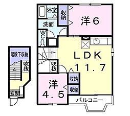 エスポワール 2階2LDKの間取り