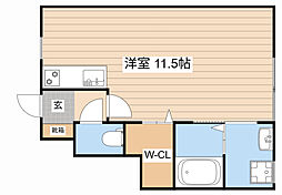 パステルスクエア 1階ワンルームの間取り
