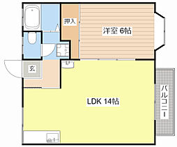 ジュノス唐崎 1階1LDKの間取り