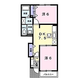 コンコード 1階2DKの間取り