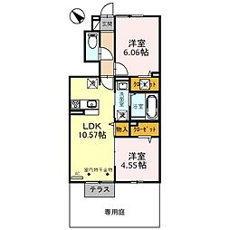 D-room Brlliant 1階2LDKの間取り