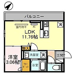 Viento彦根 3階1LDKの間取り