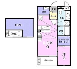 Ｅｔｅｒｎｏ　Ｓｏｌｅ 2階1LDKの間取り