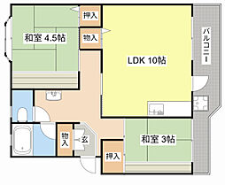 辻ハイツ 2LDKの間取図画像