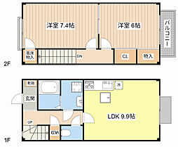 ボヌール水郷B棟 2LDKの間取図画像