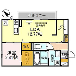 サニー・サイド 2階1LDKの間取り