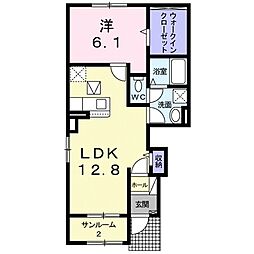 グランアンジュ 1階1LDKの間取り