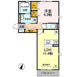 Empereur 2階1LDKの間取り