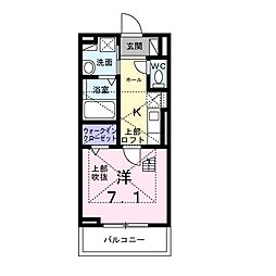 ベルジェ 2階1Kの間取り