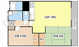 南川ハイツ 2LDKの間取図画像