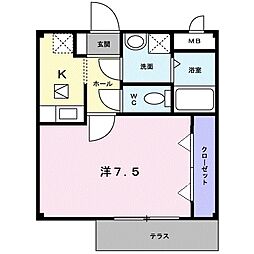 アルブルヴィラージュ1 1Kの間取図画像
