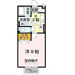 コンフォートM2 1Kの間取図画像