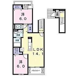 フォレストひばりおか 2LDKの間取図画像