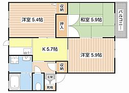 トリアス 3Kの間取図画像