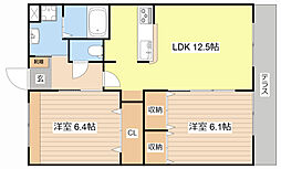パークサイドシャトー:エイト 2LDKの間取図画像