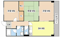 クレール弐番館 3DKの間取図画像