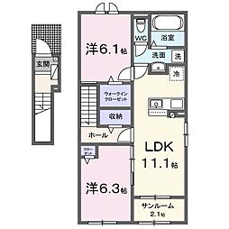 リーオ・ヨシノヤ 2LDKの間取図画像