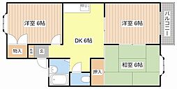 アベニュー松原 2階3DKの間取り