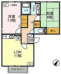 Ｔｈｉｃｋ Ｆｏｒｅｓｔ　A棟 2階2LDKの間取り