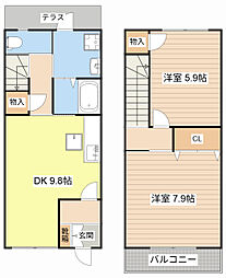 アイハウス 1階2DKの間取り