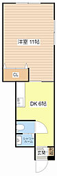 南呉服アパート 1階1DKの間取り
