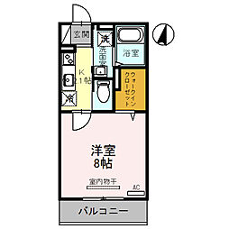 ル・ベリエ 2階1Kの間取り
