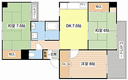 アーバンハイツ 3階3DKの間取り