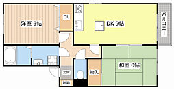 セレージュ 1階2DKの間取り