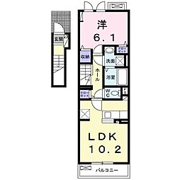 坂本3丁目アパート 2階1LDKの間取り