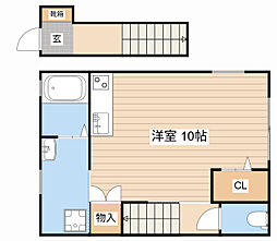 REVE NAKAYABU 2階ワンルームの間取り