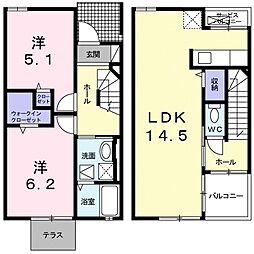 ピースフルハウスＭ 1階2LDKの間取り