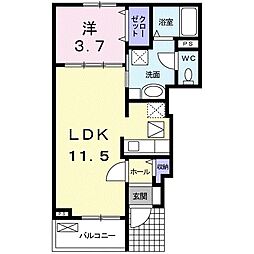 ノール・アンソレイエ 1LDKの間取図画像