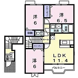 リトルフォレスト2 3LDKの間取図画像