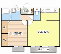 サンライズM 1LDKの間取図画像