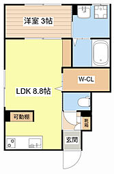エトワール宮司 1LDKの間取図画像