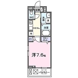 リ:ルーム南草津 1Kの間取図画像