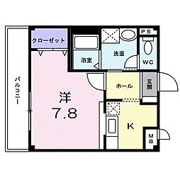 リバティスクエア 1Kの間取図画像
