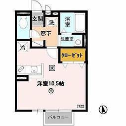 クローバー ワンルームの間取図画像