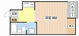 ハイネスマグノリア 1Kの間取図画像