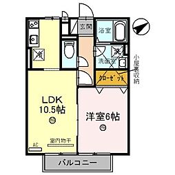 コージーコート 1LDKの間取図画像