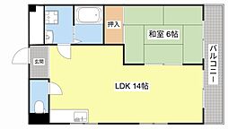 バグース1 1LDKの間取図画像