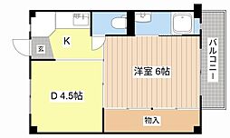 ビレッジハウス宮内1号棟 1DKの間取図画像