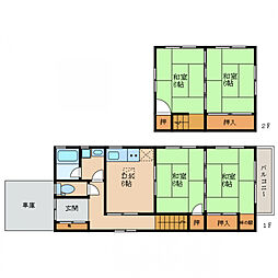 JR北陸本線 長浜駅 徒歩19分の賃貸一戸建て 1階4DKの間取り