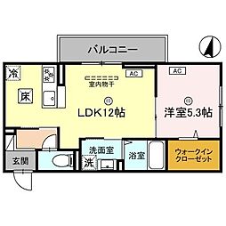 JR東海道・山陽本線 能登川駅 徒歩20分の賃貸アパート 1階1LDKの間取り