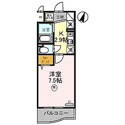 近江鉄道近江本線 八日市駅 徒歩29分の賃貸マンション 2階1Kの間取り